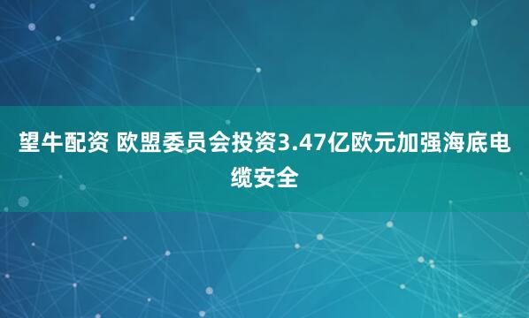 望牛配资 欧盟委员会投资3.47亿欧元加强海底电缆安全